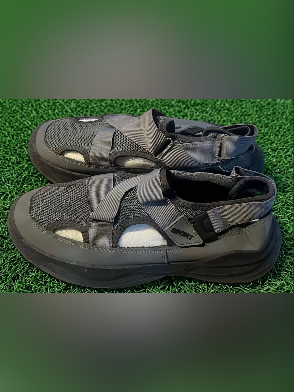 New Sport Closed Toe Sandals Gray/Black Adjustable Straps Mens 11/12-EU 45